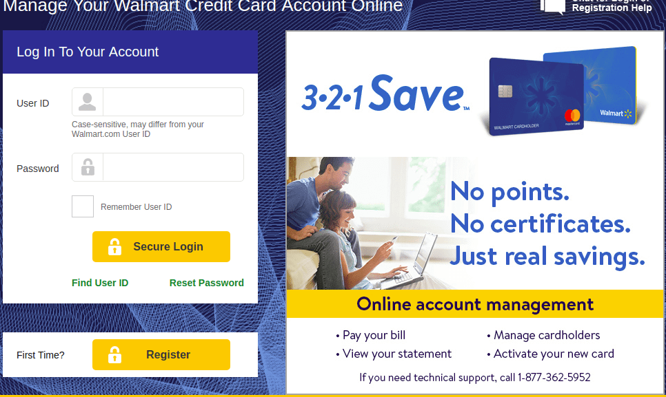 Walmart Credit Card Login Page